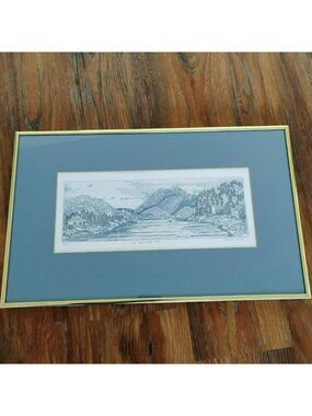 Christine Schmidt Etching "Long Pond Looking South" Framed Limited Ed 47/100